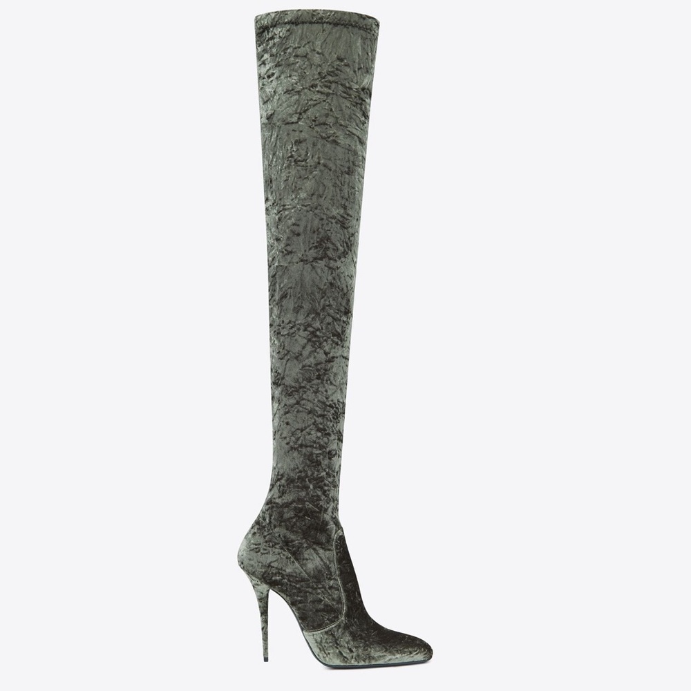 Saint Laurent TALIA BOOTS IN VELVET 36.5 Vert de Gris